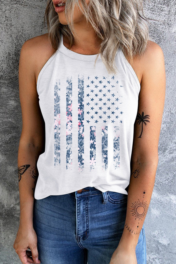 Floral Graphic Grecian Neck Tank-Teresa's Fashionista LLC