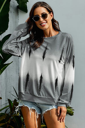 Tie-Dye Drop Shoulder Round Neck Sweatshirt-Teresa's Fashionista LLC