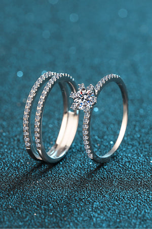 Moissanite 925 Sterling Silver Ring Set-Teresa's Fashionista LLC