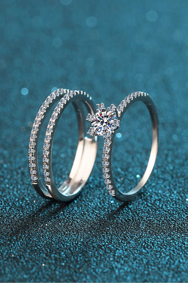 Moissanite 925 Sterling Silver Ring Set-Teresa's Fashionista LLC