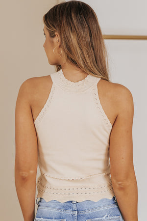 Scalloped Openwork Grecian Neck Tank-Teresa's Fashionista LLC