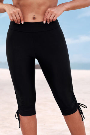 Drawstring Ruched Swim Shorts-Teresa's Fashionista LLC