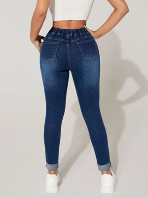 Drawstring Cropped Jeans-Teresa's Fashionista LLC