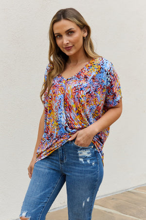 Be Stage Full Size Printed Dolman Flowy Top-Teresa's Fashionista LLC