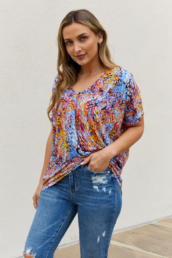 Be Stage Full Size Printed Dolman Flowy Top-Teresa's Fashionista LLC