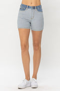 Judy Blue Full Size Color Block Denim Shorts-Teresa's Fashionista LLC