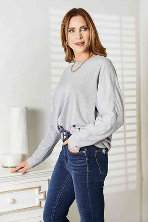 Double Take Seam Detail Round Neck Long Sleeve Top-Teresa's Fashionista LLC