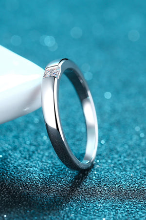 Inlaid Moissanite Rhodium-Plated Ring-Teresa's Fashionista LLC