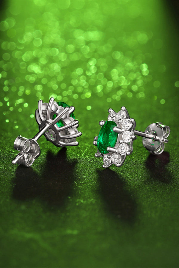 1 Carat Lab-Grown Emerald Stud Earrings-Teresa's Fashionista LLC