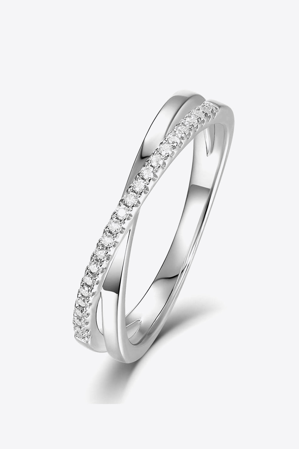 Moissanite Crisscross 925 Sterling Silver Ring-Teresa's Fashionista LLC
