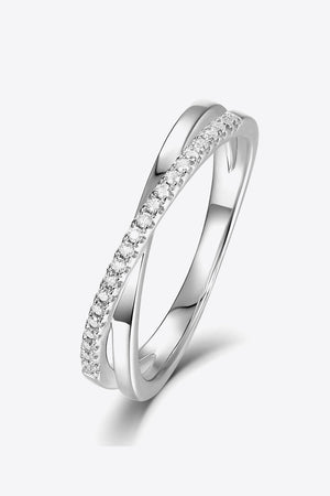 Moissanite Crisscross 925 Sterling Silver Ring-Teresa's Fashionista LLC