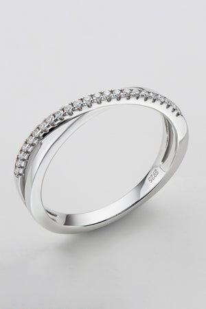 925 Sterling Silver Crisscross Moissanite Ring-Teresa's Fashionista LLC