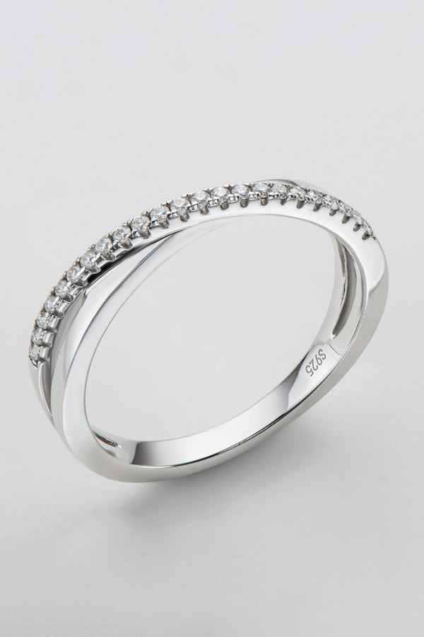 925 Sterling Silver Crisscross Moissanite Ring-Teresa's Fashionista LLC