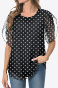 Printed Round Neck Curved Hem Blouse-Teresa's Fashionista LLC