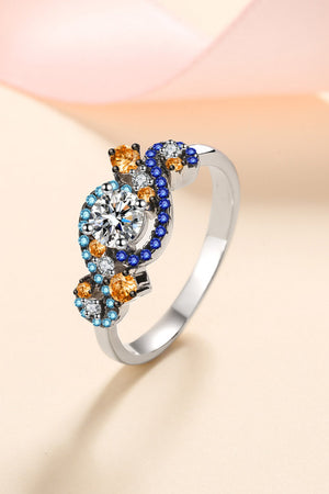Moissanite Contrast 925 Sterling Silver Ring-Teresa's Fashionista LLC