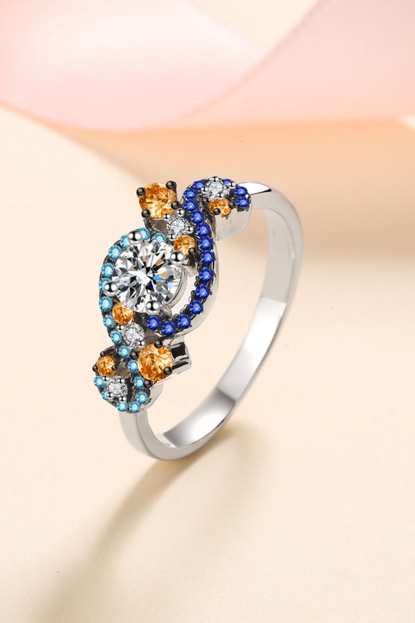 Moissanite Contrast 925 Sterling Silver Ring-Teresa's Fashionista LLC