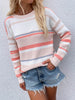 Striped Drop Shoulder Round Neck Pullover Sweater-Teresa's Fashionista LLC