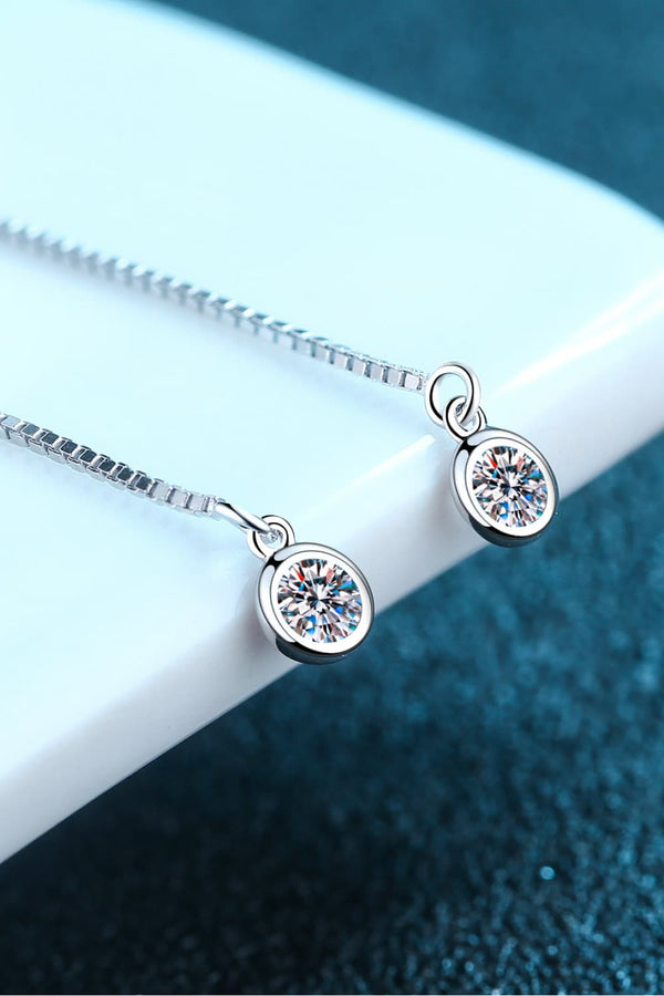 Moissanite 925 Sterling Silver Threader Earrings-Teresa's Fashionista LLC