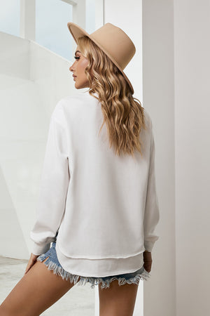 Side Slit Drop Shoulder Sweatshirt-Teresa's Fashionista LLC