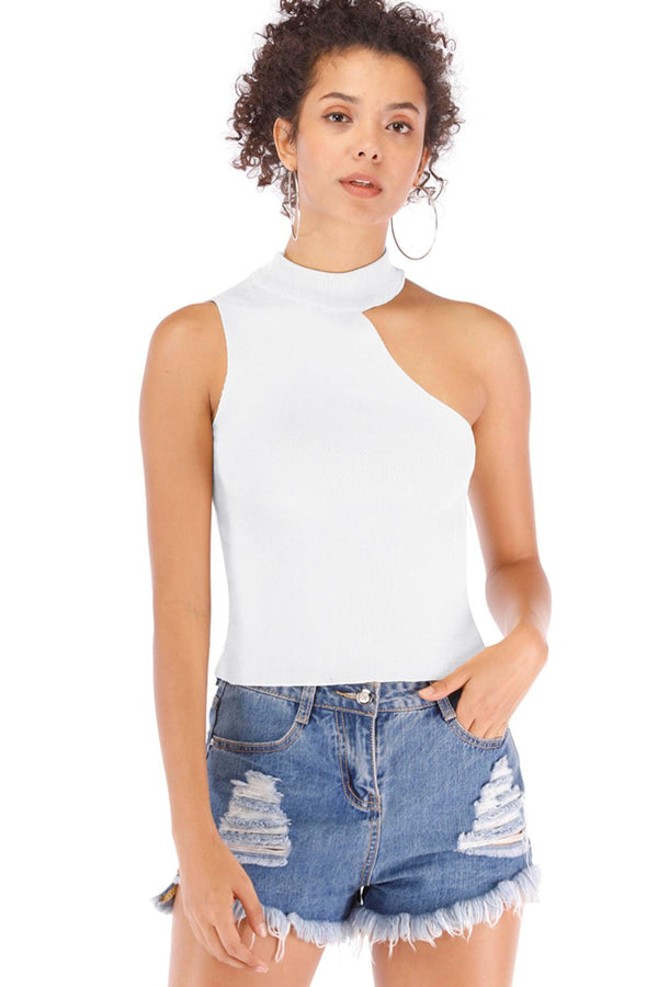 Asymmetrical Sleeveless Rib-Knit Top-Teresa's Fashionista LLC