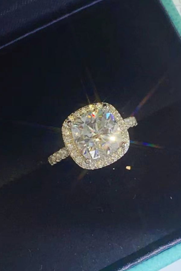 3 Carat Moissanite 925 Sterling Silver Square Ring-Teresa's Fashionista LLC