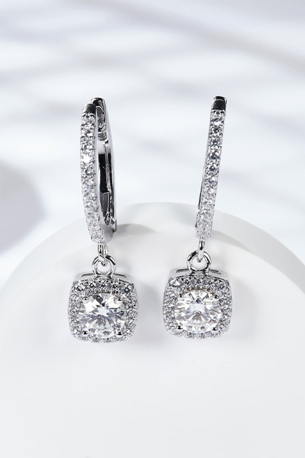 Moissanite Huggie Drop Earrings-Teresa's Fashionista LLC
