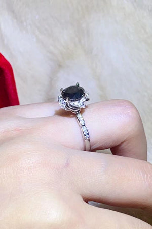 2 Carat Black Moissanite Floral Ring-Teresa's Fashionista LLC