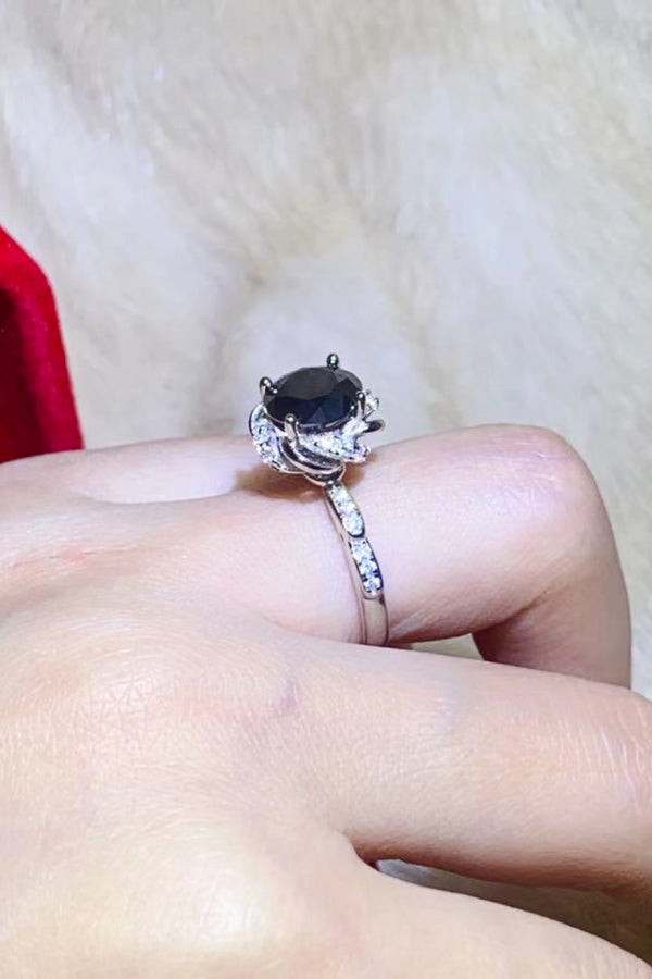 2 Carat Black Moissanite Floral Ring-Teresa's Fashionista LLC