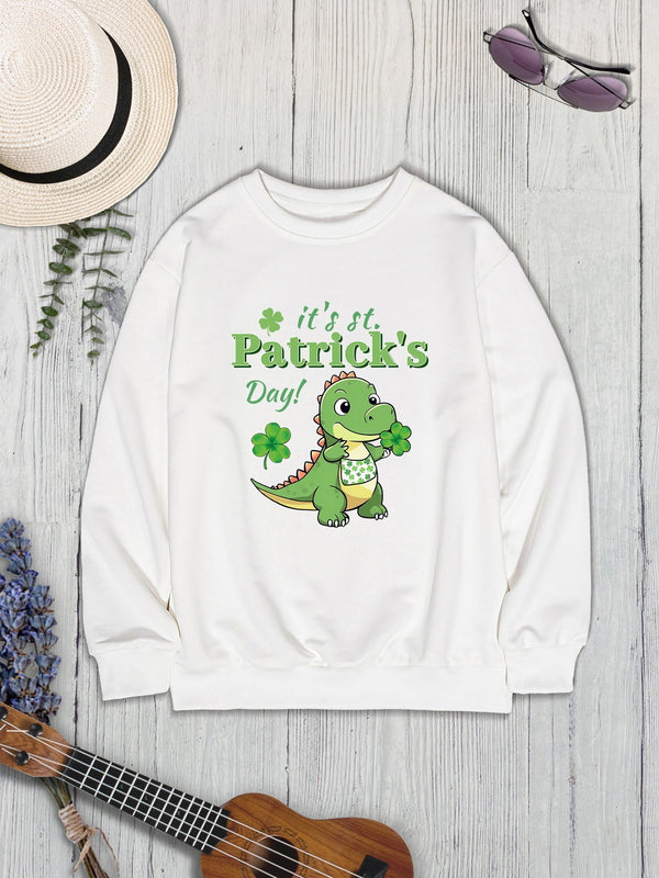 IT'S ST. PATRICK'S DAY Graphic Round Neck Sweatshirt-Teresa's Fashionista LLC