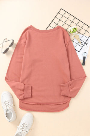 Side Slit Drop Shoulder Sweatshirt-Teresa's Fashionista LLC