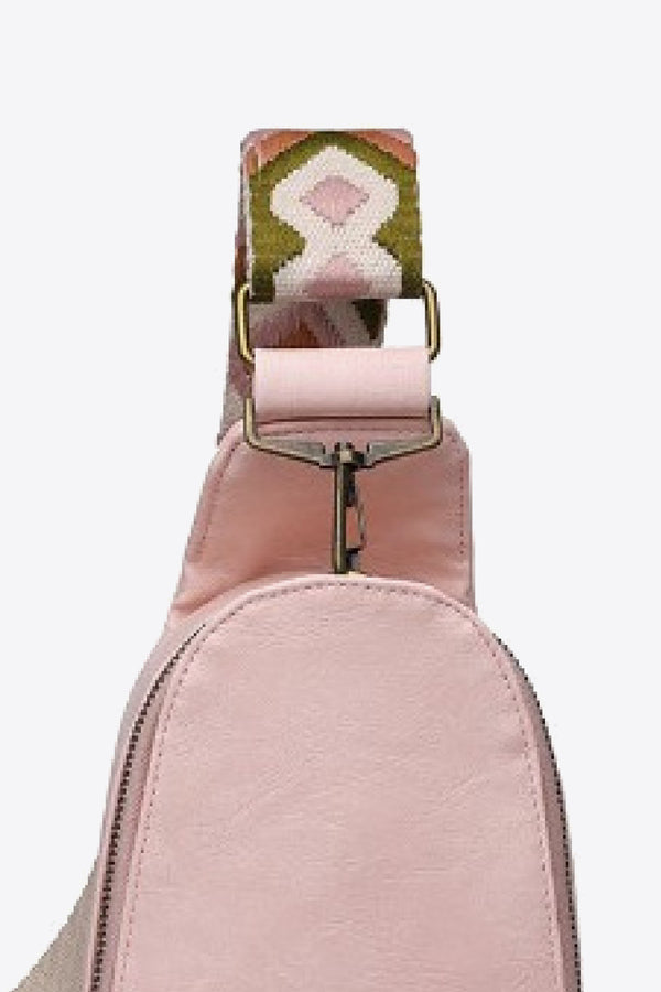 Random Pattern Adjustable Strap PU Leather Sling Bag-Teresa's Fashionista LLC