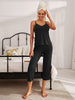 V-Neck Lace Trim Slit Cami and Pants Pajama Set-Teresa's Fashionista LLC