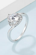 1 Carat Moissanite 925 Sterling Silver Heart Ring-Teresa's Fashionista LLC