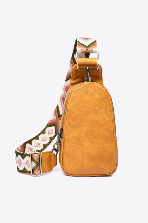 Random Pattern Adjustable Strap PU Leather Sling Bag-Teresa's Fashionista LLC