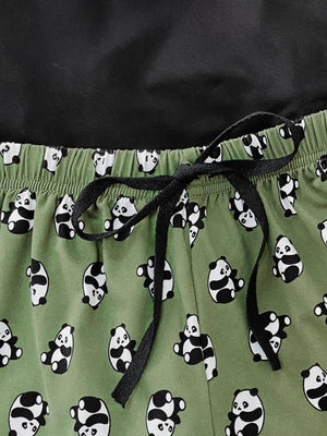 Graphic Tee and Panda Print Shorts Lounge Set-Teresa's Fashionista LLC