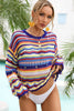 Multicolored Stripe Round Neck Cover-Up-Teresa's Fashionista LLC