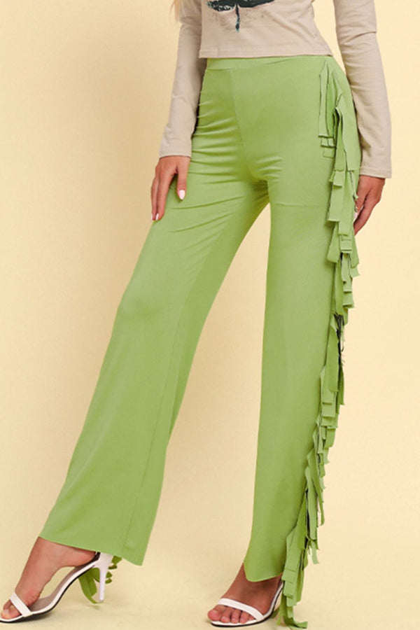 Fringe Trim Wide Leg Pants-Teresa's Fashionista LLC