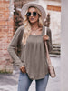 Pleated Detail Curved Hem Long Sleeve Top-Teresa's Fashionista LLC