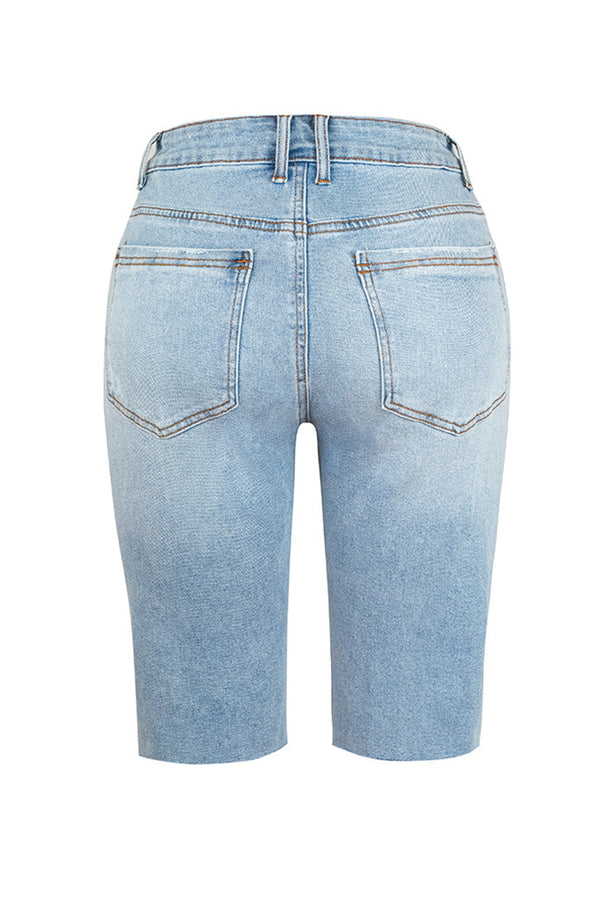 Distressed Pocketed Denim Shorts-Teresa's Fashionista LLC
