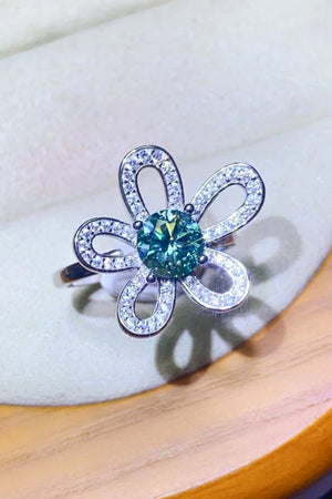 1 Carat Moissanite Flower Shape Open Ring-Teresa's Fashionista LLC