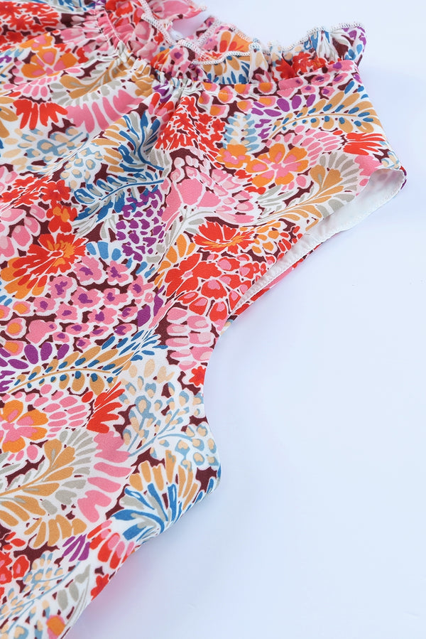 Floral Mock Neck Tank Top-Teresa's Fashionista LLC