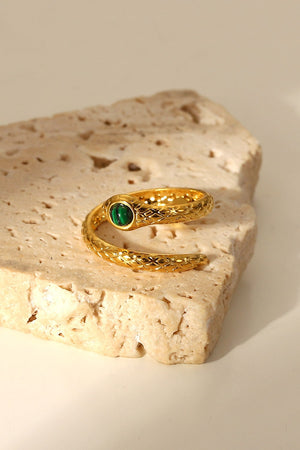 Snake Charmer Malachite Snake-Shaped Bypass Ring-Teresa's Fashionista LLC