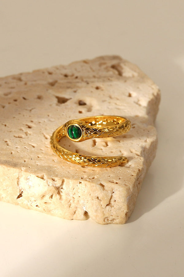 Snake Charmer Malachite Snake-Shaped Bypass Ring-Teresa's Fashionista LLC