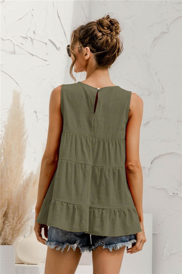 Round Neck Tiered Tank-Teresa's Fashionista LLC