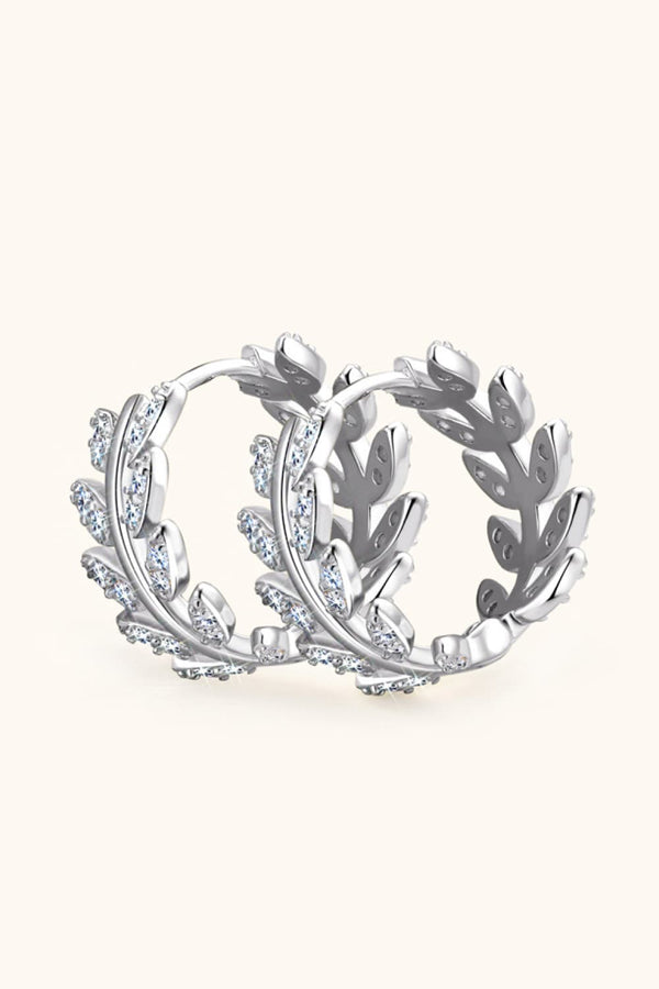 Moissanite Leaf 925 Sterling Silver Earrings-Teresa's Fashionista LLC