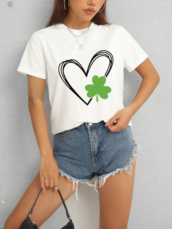 Heart Lucky Clover Short Sleeve T-Shirt-Teresa's Fashionista LLC
