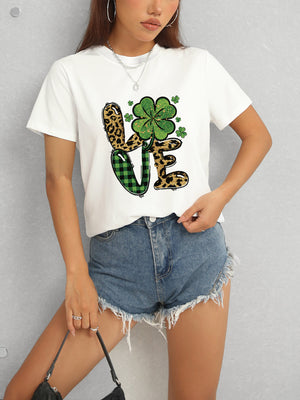 LOVE Round Neck Short Sleeve T-Shirt-Teresa's Fashionista LLC