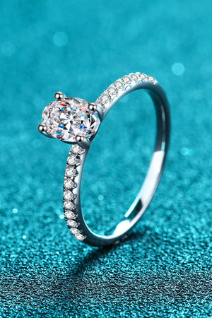 925 Sterling Silver Inlaid 1 Carat Moissanite Ring-Teresa's Fashionista LLC