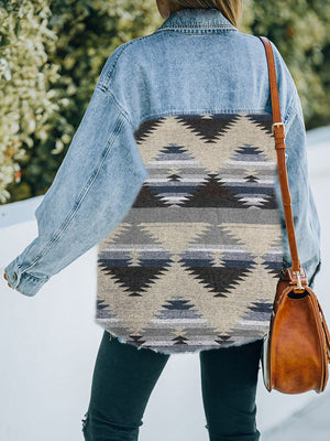 Collared Neck Dropped Shoulder Denim Jacket-Teresa's Fashionista LLC