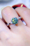 1 carat moissanite ring in 925 sterling silver with zircon accents, modern style.